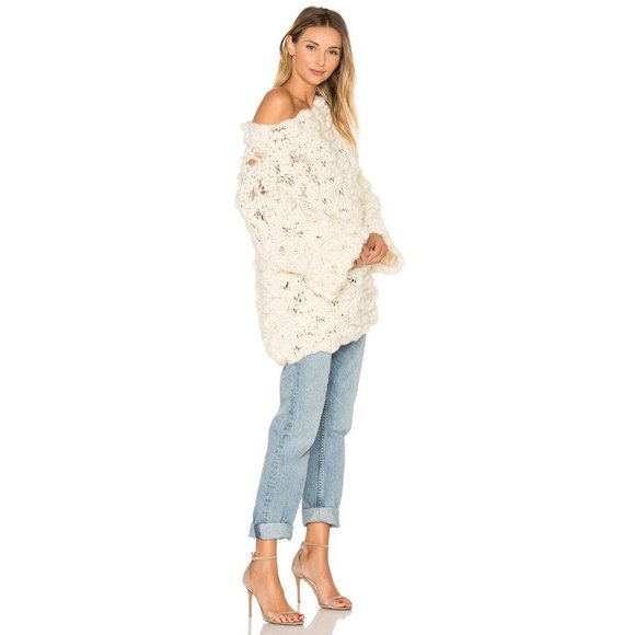 For Love & Lemons Mademoiselle Popover Sweater Creme - Picture 3 of 10